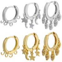 Huggie Hoop Drop Earring, Brass, plated & micro pave cubic zirconia & for woman 