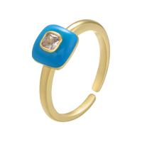 Anneau de cuivre de Zircon, laiton, Placage de couleur d'or, Réglable & pavé de micro zircon & pour femme & émail, plus de couleurs à choisir, 20mm, Vendu par PC