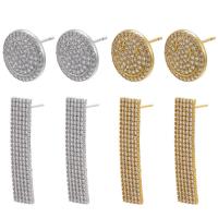 Cubic Zirconia Micro Pave Brass Earring, plated & micro pave cubic zirconia & for woman 