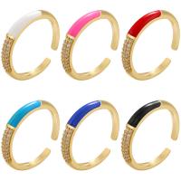 Cubic Zirconia Micro Pave Brass Finger Ring, gold color plated, Adjustable & micro pave cubic zirconia & for woman & enamel 21mm 