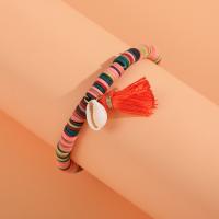 Polymer Clay Bracelets, with Shell & Plastic Pearl & Zinc Alloy, gold color plated, for woman 6mm Approx 17.5 cm 