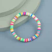 Polymer Clay Bracelets, with Acrylic, Flat Round, for woman & enamel 6mm Approx 17.5 cm 