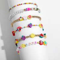 Polymer Clay Bracelets, with Seedbead & Copper Coated Plastic & Acrylic, for woman & enamel 