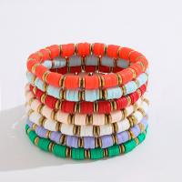 Polymer Clay Bracelets, with Zinc Alloy, gold color plated, for woman 6mm Approx 17.5 cm 