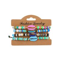 Polymer Clay Bracelets, with Shell & Zinc Alloy, plated, Adjustable & for woman, mixed colors, 6mm Approx 17.5 cm 