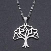 Collier de bijoux de titane, Acier titane, Arbre de vie, Placage ionique sous vide, pour femme & creux, plus de couleurs à choisir Environ 45 cm, Environ Vendu par sac