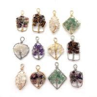 Gemstone Brass Pendants, with brass wire, plated, DIY 