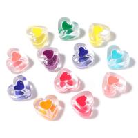 Enamel Acrylic Beads, Heart, DIY & two tone, mixed colors Approx 2mm 