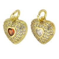 Cubic Zirconia Micro Pave Brass Pendant, Heart, gold color plated, micro pave cubic zirconia Approx 4mm 