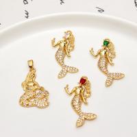 Cubic Zirconia Micro Pave Brass Pendant, Mermaid, high quality plated, DIY & micro pave cubic zirconia 