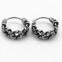 Stainless Steel Hoop Earring, 316 Stainless Steel, vintage & Unisex & hollow & blacken 