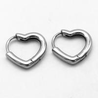 Stainless Steel Hoop Earring, 316 Stainless Steel, Heart, vintage & for woman, original color 