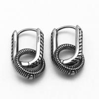 Huggie Hoop Drop Earring, 316 Stainless Steel, Donut, vintage & Unisex & blacken 