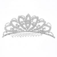 Bridal Tiaras, Zinc Alloy, silver color plated, for woman & with rhinestone, silver color 