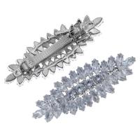 Hair Barrettes, Zinc Alloy, with Rhinestone, silver color plated, for woman & with rhinestone, silver color 