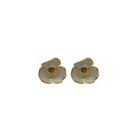 Brass Stud Earring, Flower, gold color plated, for woman & enamel 15mm 