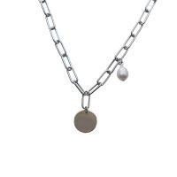 Collier de chaîne en laiton de perles d'eau douce, avec perle d'eau douce cultivée, Placage, bijoux de mode & pour femme, plus de couleurs à choisir Environ 21-50 cm, Vendu par PC