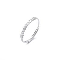 Cubic Zirconia Micro Pave Sterling Silver Finger Ring, 925 Sterling Silver, plated, Adjustable & micro pave cubic zirconia & for woman 