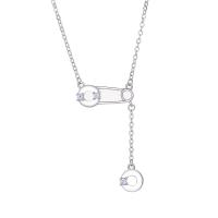 Collar de la joyería de plata esterlina, Plata de ley 925, Perno de la falda escocesa, chapado, para mujer, más colores para la opción, 18.3x28mm, longitud:aproximado 17.7 Inch, Vendido por UD