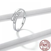 plata de ley 925 Anillo de dedo Cuff, chapado en color de platina, Ajustable & con el patrón de la letra & para mujer, Vendido por UD