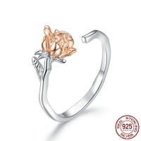 plata de ley 925 Anillo de dedo Cuff, Rosa, chapado en color de platina, Ajustable & para mujer, Vendido por UD