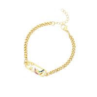 Cubic Zirconia Micro Pave Brass Bracelet, with 1.18inch extender chain, 18K gold plated, fashion jewelry & micro pave cubic zirconia & for woman, golden Approx 8.23 Inch 