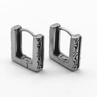 Stainless Steel Hoop Earring, 316 Stainless Steel, Rectangle, vintage & Unisex & blacken 