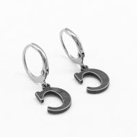 Huggie Hoop Drop Earring, 316 Stainless Steel, Letter C, vintage & Unisex & blacken 