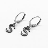 Huggie Hoop Drop Earring, 316 Stainless Steel, Letter S, vintage & Unisex & blacken 