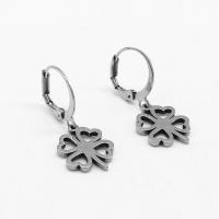 Huggie Hoop Drop Earring, 316 Stainless Steel, Four Leaf Clover, vintage & Unisex, original color 