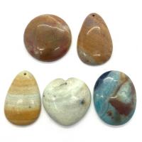 Gemstone Jewelry Pendant, random style & 5 pieces & DIY, mixed colors, 35x45- 