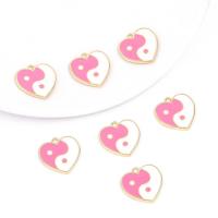 Zinc Alloy Enamel Pendants, gold color plated, 4 pieces & ying yang & DIY 