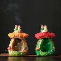 Incense Smoke Flow Backflow Holder Ceramic Incense Burner, Resin, mushroom, half handmade, for home and office & durable 