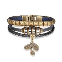 Kunstleder Schnur Armbänder, Leder, mit Zinklegierung, goldfarben plattiert, mehrschichtig & unisex & verschiedene Größen vorhanden, keine, verkauft von PC