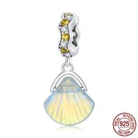 Colgante de plata de rey de Europeo, plata de ley 925, con Cristal de murano, Nácar, oxidación, micro arcilla de zirconia cúbica, amarillo, 10x23mm, agujero:aproximado 4.5mm, Vendido por UD