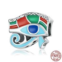 Émail en argent European perle, argent sterling 925, oxydation, émail, multicolore Vendu par PC