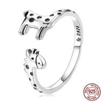 plata de ley 925 Anillo de dedo Cuff, Jirafa, oxidación, Ajustable & para mujer, 2mm, Vendido por UD