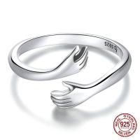 plata de ley 925 Anillo de dedo Cuff, Mano, oxidación, Ajustable & para mujer, más colores para la opción, 2mm, Vendido por UD