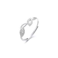 925 Sterling Silver Open Finger Ring, plated, Adjustable & micro pave cubic zirconia & for woman 