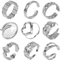 Titanstahl Manschette Fingerring, plattiert, Einstellbar & unisex & hohl, keine, verkauft von PC