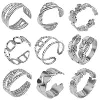 Titanstahl Manschette Fingerring, plattiert, Einstellbar & unisex & hohl, keine, verkauft von PC