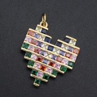 Cubic Zirconia Micro Pave Brass Pendant, gold color plated, DIY & micro pave cubic zirconia, mixed colors 