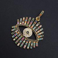 Cubic Zirconia Micro Pave Brass Pendant, Evil Eye, gold color plated, DIY & micro pave cubic zirconia & enamel, mixed colors 