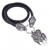 PU Leather Necklace, with 316 Stainless Steel, Claw, Vacuum Ion Plating, fashion jewelry & for man & blacken 