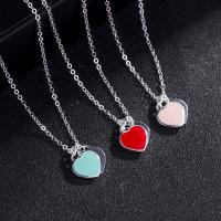 Collier de bijoux en argent , Argent sterling 925, coeur, Placage de couleur platine, pour femme & émail, plus de couleurs à choisir cm, Vendu par PC