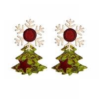 Pendientes de Navidad, Acrílico, Árbol de Navidad, Joyería & para mujer, multicolor, 50mm, Vendido por Par