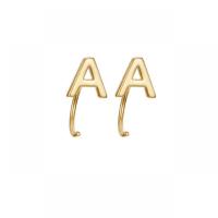 Brass Stud Earring, Alphabet Letter, gold color plated, fashion jewelry & for woman, 13mm 