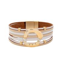 PU Leather Cord Bracelets, with Zinc Alloy & Acrylic, multilayer & for woman 