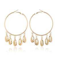 Huggie Hoop Drop Earring, Zinc Alloy, with Shell, fashion jewelry & for woman, golden 