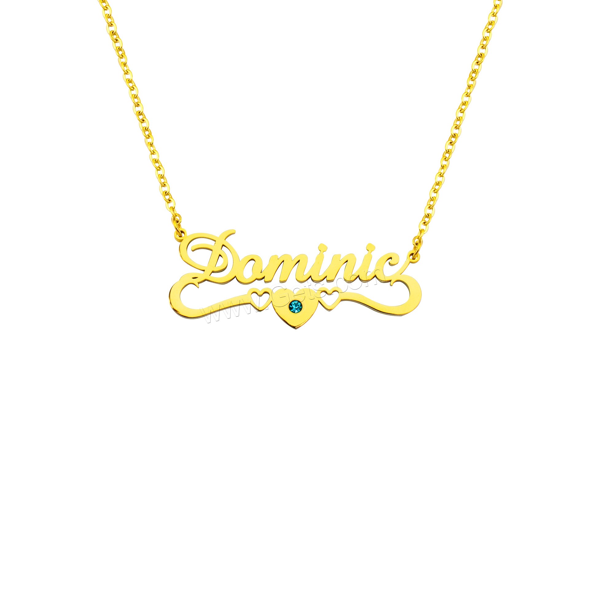 Edelstahl Schmuck Halskette, 304 Edelstahl, mit Verlängerungskettchen von 1.97inch, Vakuum-Ionen-Beschichtung, Jeder benutzerdefinierte Text muss weniger als zehn Buchstaben sein & Modeschmuck & unisex & verschiedene Stile für Wahl & mit Strass, keine, Länge:ca. 17.72 ZollInch, verkauft von PC